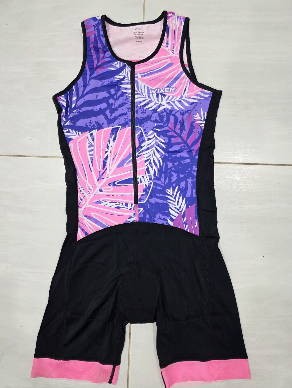 Women One-Piece Zip Front Triathlon Suit Swimsuit With Padded Pink,Purple Size L